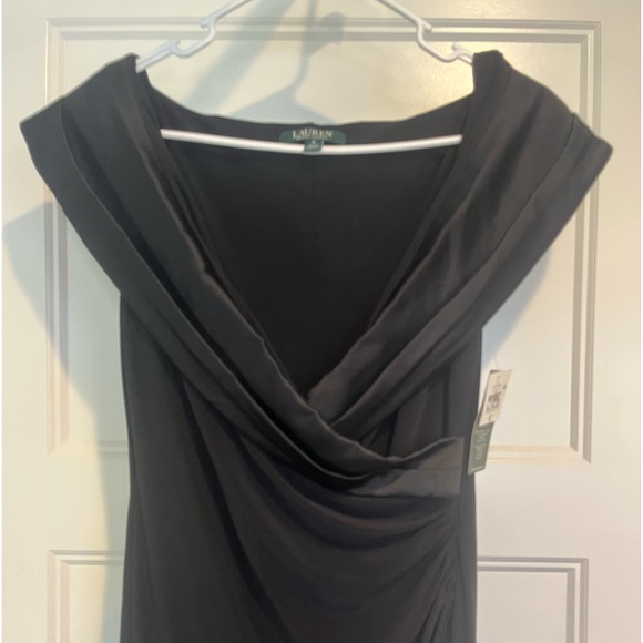 Lauren Ralph Lauren Leonetta Ruched Long Evening Formal Dress Size 6 Black - Picture 5 of 8